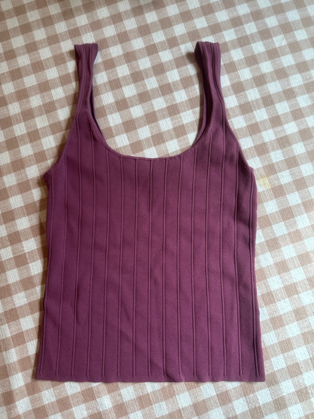 J Crew Ribbed Square-Neck Tank Top - Plum